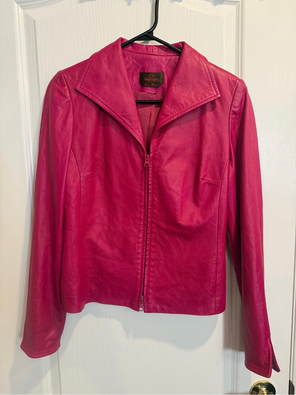 Danier Fuchsia Leather Zip-Front Jacket